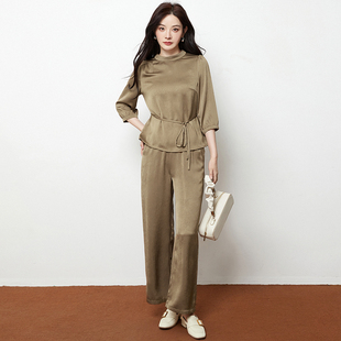 2025年秋装Outlets专柜 GZ系列 一粒扣七分袖上衣+长裤两件套装女