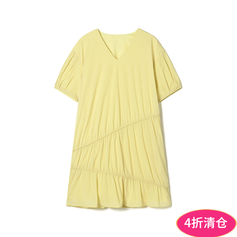 气质中裙微弹短袖连衣裙