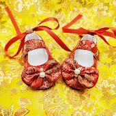 汉服鞋 拍照鞋 红鞋 婴儿鞋 宝宝鞋 布鞋 12个月满月百日抓周鞋 春夏季