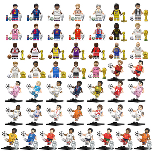 中国积木足球明星系列内马尔里奥梅西拼装 型儿童积木玩具小人仔
