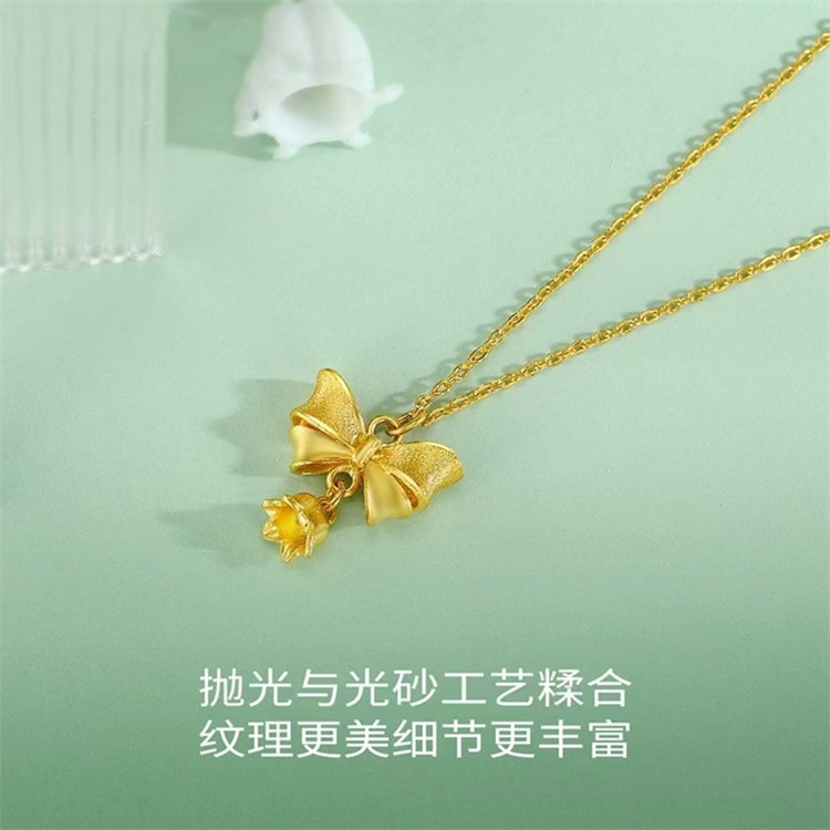 仿真沙金铃兰花项链女轻奢小众高级感镀金套链时尚百搭花朵锁骨链