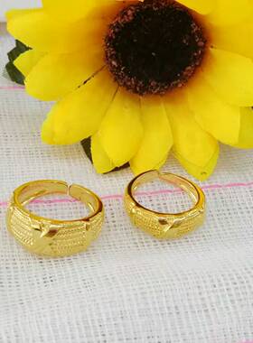 越南沙金男女款欧币风情侣对戒