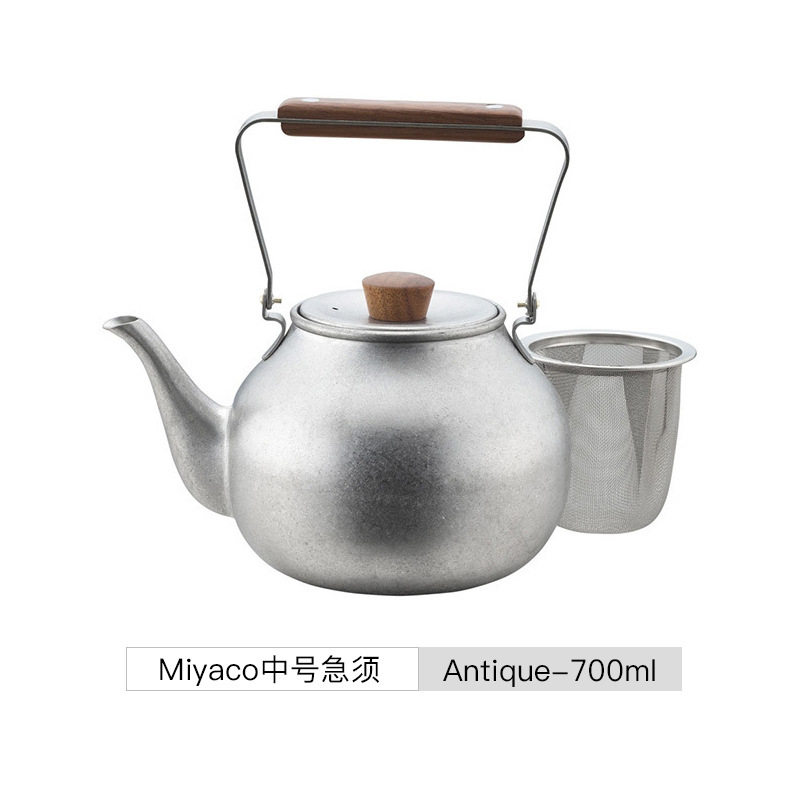 宫崎制作所日本进口18-8不锈钢复古茶壶 急须泡茶壶带滤网茶具