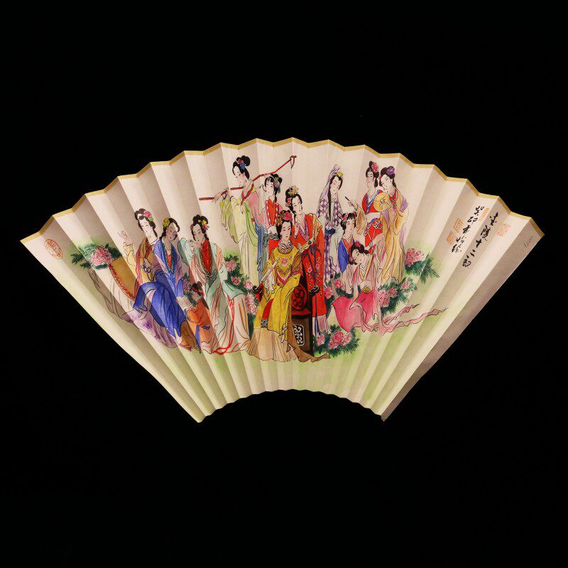 华风斋文玩折扇扇面谢怡工笔画仕女金陵十二钗贵妃沐浴图9.5寸16