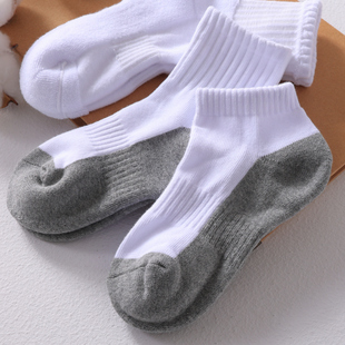 儿童袜子棉袜运动袜女男童白色袜子春秋毛巾底短袜加厚毛圈中筒袜
