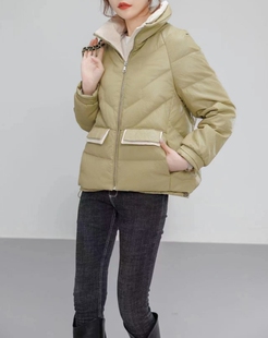 清仓免洗pu皮羽绒服女冬季2024年新款宽松加厚防风立领白鸭绒短款