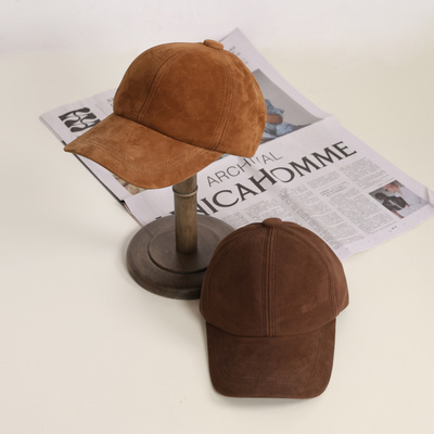 设计师款复古反绒小羊皮棒球帽