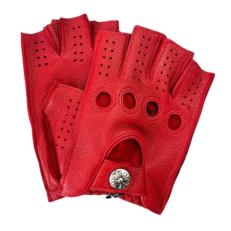 复古哈雷摩托车骑行机车鹿皮真皮手套半指男女骑士春夏季开车触控