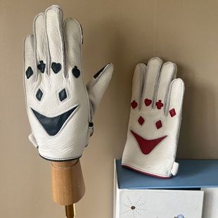 定制款|复古机车鹿皮手套男女士开摩托车骑行赛道情侣皮手套控屏