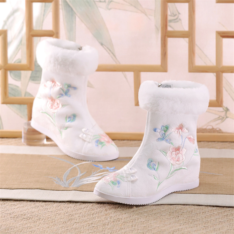 古风汉服鞋棉鞋国风加绒短靴中式