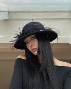 秋冬小众设计款awesome黑色爵士顶鸵鸟毛禁欲系甜酷风羊毛毡礼帽