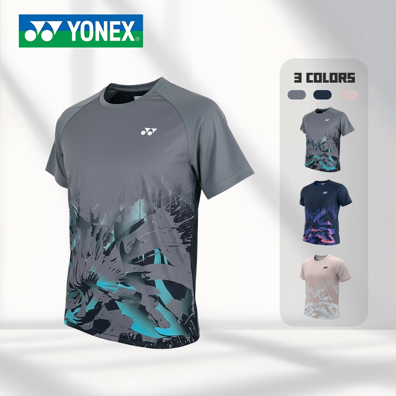 YONEX/尤尼克斯羽毛球服速干透气短袖T恤yy不规则渐变文化衫-3081