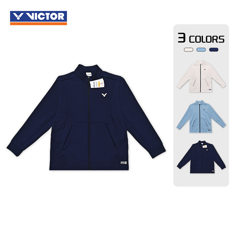 VICTOR/威克多胜利针织羽毛球运动外套秋冬男女款印花速干J-45605