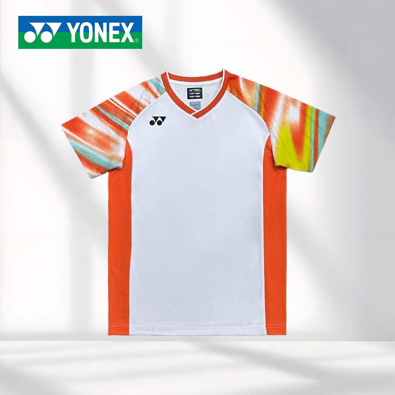 YONEX/尤尼克斯羽毛球服速干透气运动服10577EX晕染V领插肩大赛服