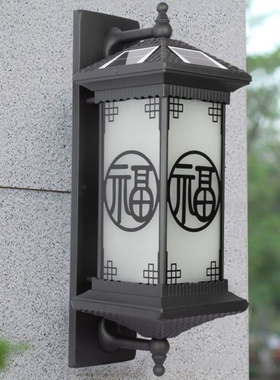 新中式太阳能壁灯防水室外阳台大门罗马柱户外别墅庭院景观灯LED