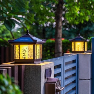 太阳能柱头灯户外庭院花园别墅欧式 门柱仿古防水围墙大门口柱子灯