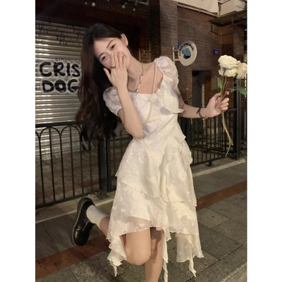 法式白色连衣裙女夏季初恋仙女裙