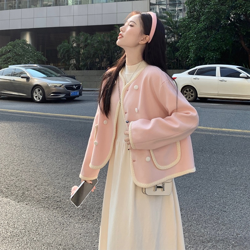 长袖连衣裙气质小香风外套两件套