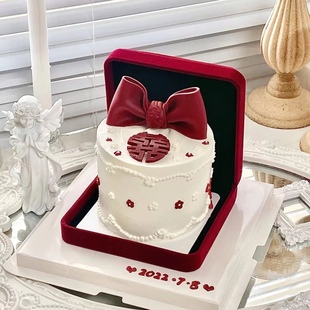 七夕520情人节ins迷你戒指盒首饰盒蛋糕装饰摆件结婚求婚表白盒子