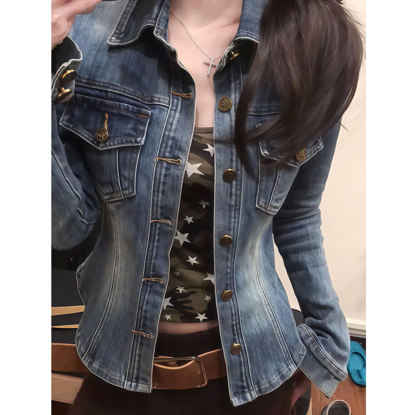 韩系修身显瘦牛仔衬衫外套女2026春秋季新款超火减龄休闲夹克上衣