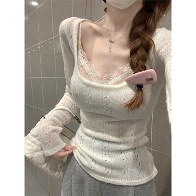 秋冬韩系设计感方领打底