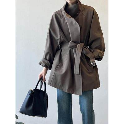 中长版立领爆款风衣外套