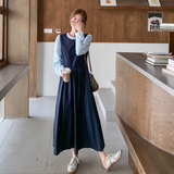 秋装新款现货韩版撞色拼接长款长袖连衣裙202-2596-P155K228，女装连衣裙，浙宝202