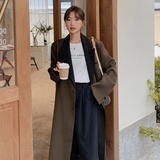 中长款小众拼色风衣外套女春季2025年新款气质韩版宽松时尚大衣潮，女装西装，浙宝202