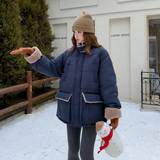 冬装现货复古做旧羊羔毛拼接羽绒服90绒202-5617-P355-K498，女装羽绒服，浙宝202