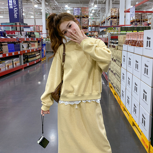 现货 秋装 花边拼接卫衣半身裙两件套装202-2512-P145-控218,女装运动套装,浙宝202