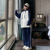 春装现货撞色拼接卫衣+两条杠裤子套装202-2528-P185-控289，女装运动套装，浙宝202