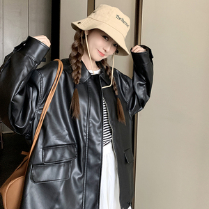 春装现货 酷炫机车pu皮衣休闲夹克外套女 202-713-P145K238图片