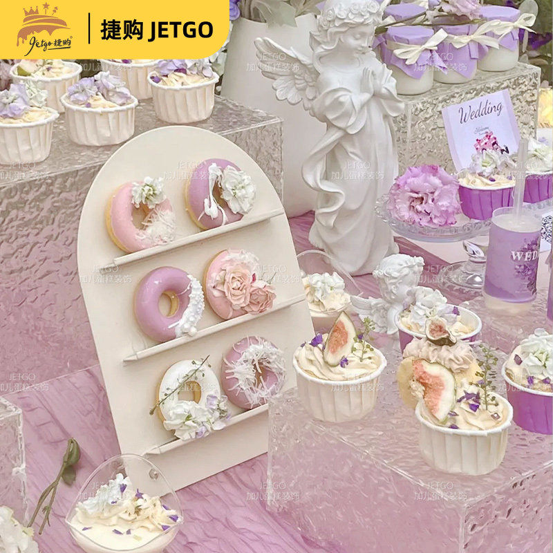 婚礼宴会甜品台展示架自助点心蛋糕架桌面置物架水波纹亚克力套装