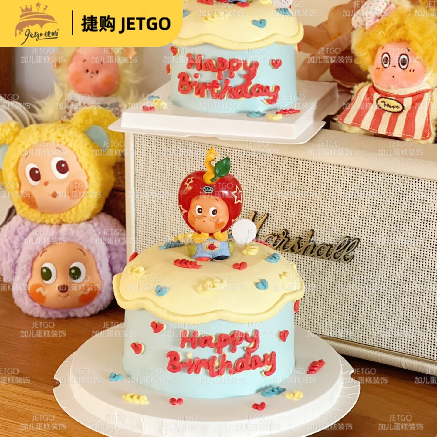 生日蛋糕装饰摆件苹果头星星人甜品台烘焙插牌周岁百日宴十岁插件