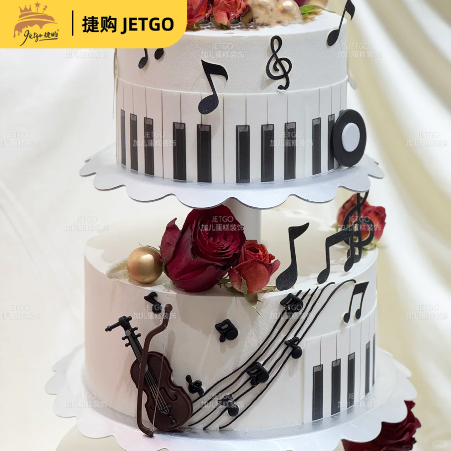 生日蛋糕装饰仿真迷你乐器摆件烘焙装扮配件音乐符号乐谱硅胶模具