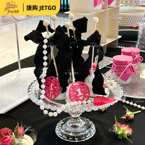 弗洛伊德黑莓色搅拌棒甜品台摆件木片love慕斯杯纸杯蛋糕装饰插件