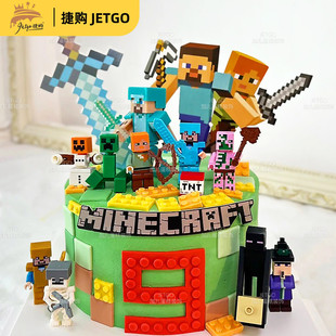 minecraft生日布置我的世界蛋糕装饰摆件甜品台插件配饰插牌麦块
