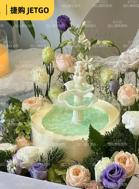 许愿池蛋糕配件丘比特小天使装饰