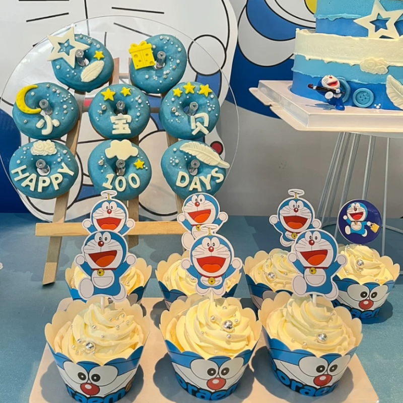 哆啦a梦纸杯蛋糕摆件甜品台装饰