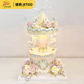 网红蛋糕装 饰硅胶模具 饰旋转木马生日蛋糕架转转台聚会配件摆盘装