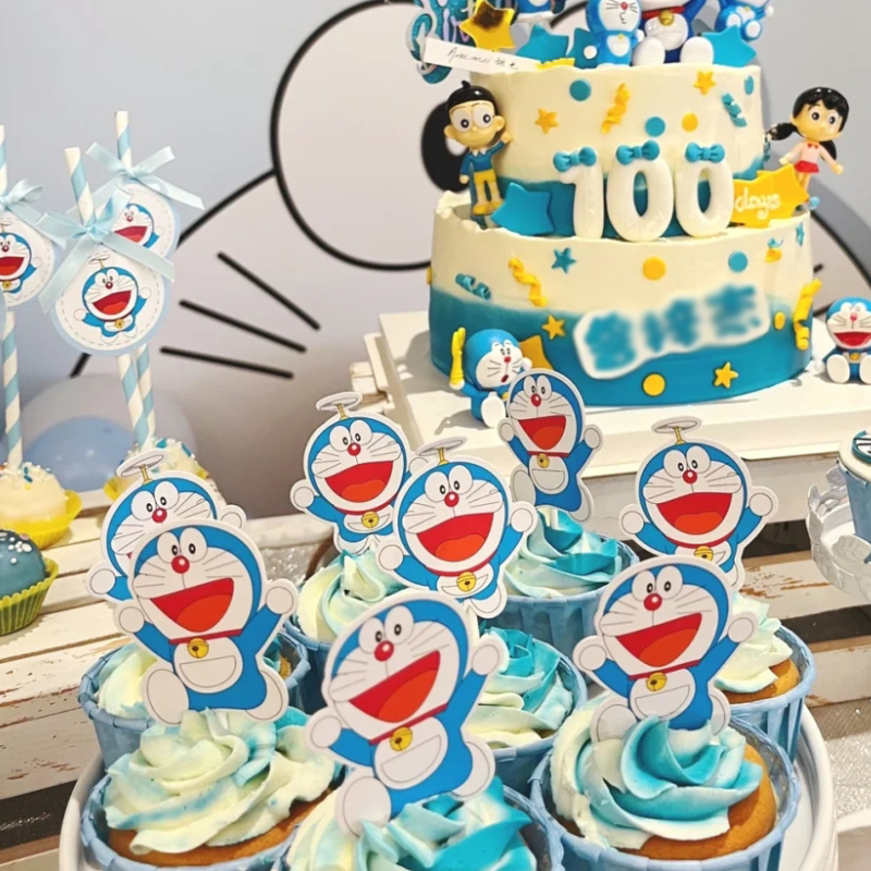 哆啦a梦甜品台摆件蛋糕纸杯插件