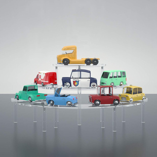 亚克力收纳展示架阶梯盲盒手办置物架梯形台阶式化妆品木质陈列柜