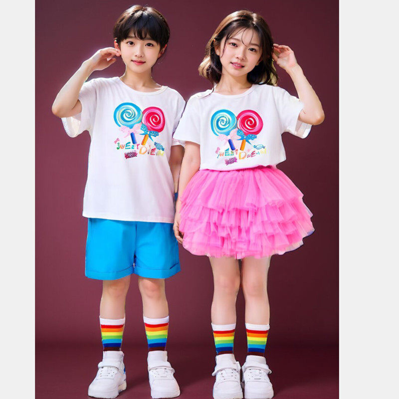 六一幼儿园演出服甜甜的棒棒糖舞蹈服可爱糖果蓬蓬裙儿童啦啦操服