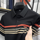 透气薄款 高端短袖 中青年时尚 夏季 体恤男上衣 t恤男翻领条纹polo衫