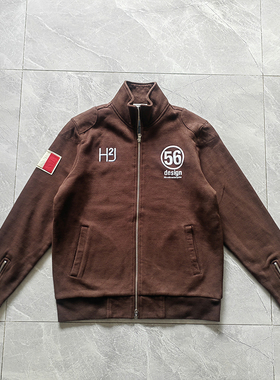 HYDROGEN男装卫衣春秋直筒拉链纯棉时尚咖啡色短款外套印花时尚潮