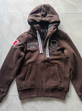 HYDROGEN正品冬季男卫衣连帽加厚加绒韩版修身骷髅潮流男装拉链长