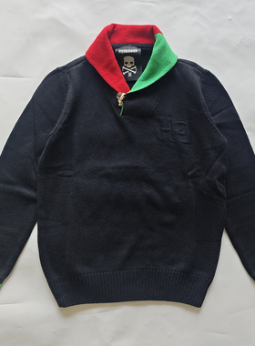 HYDROGEN男士针织衫毛衣拼色领口撞色套头保暖长袖休闲2025年冬季