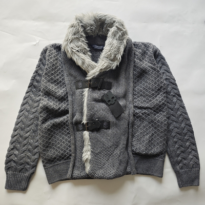 HYDROGEN男秋冬毛领针织开衫