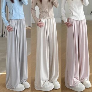 休闲宽松高腰垂感运动滑滑阔腿裤 冰丝防晒裤 2025新款 女夏季 子 薄款