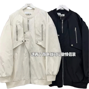 美式复古棒球服机能工装高街vibe外套女春秋设计感小众飞行员夹克